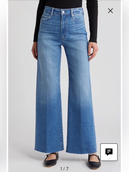 PAIGE Denim - PAIGE Anessa Wide Leg raw hem jeans in Mesmerize